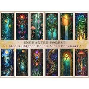 Enchanted Forest Bookmark Set Dreamlike Colorful Fantasy Maximalist Art